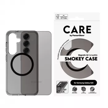 PanzerGlass CARE™ by ® Urban Combat funda Smokey con negro compatible con Qi Samsung Galaxy S25