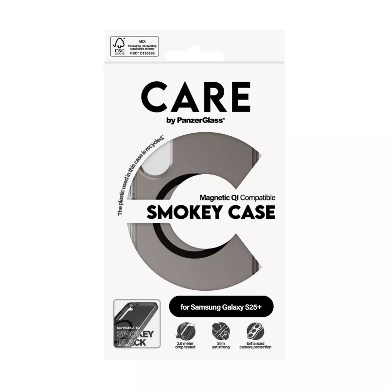 PanzerGlass CARE™ by ® Urban Combat funda Smokey con negro compatible con Qi Samsung Galaxy S25+