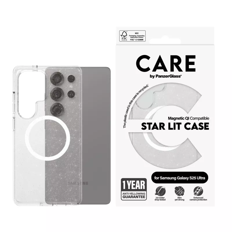 PanzerGlass CARE™ by ® Urban Combat funda Star Lit con blanco compatible con Qi Samsung Galaxy S25 Ultra