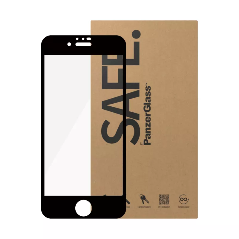 PanzerGlass SAFE. by ® protector de pantalla iPhone 6 | 6s | 7 | 8 | SE (2020, 2022) | Ultra-Wide Fit | BULK