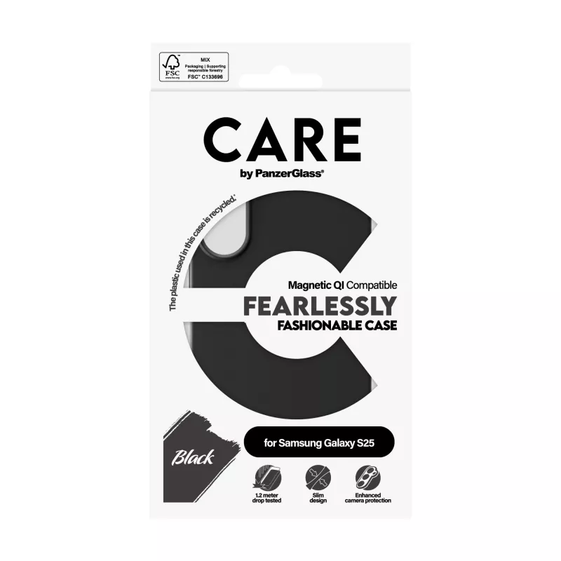 PanzerGlass CARE™ by ® funda negra con compatible con Qi Samsung Galaxy S25