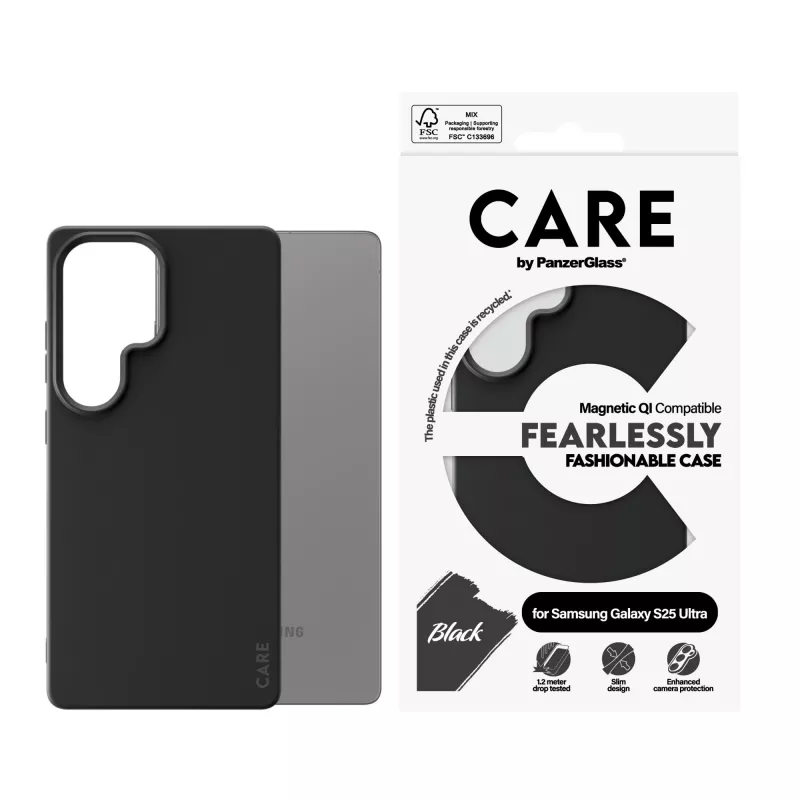 PanzerGlass CARE™ by ® funda negra con compatible con Qi Samsung Galaxy S25 Ultra