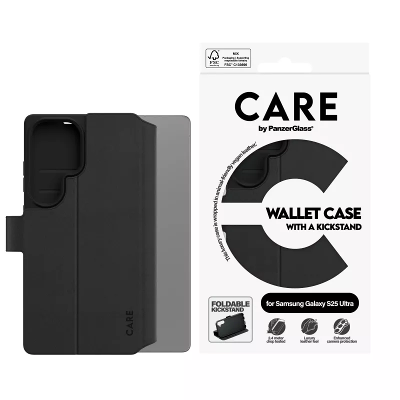 Funda cartera PanzerGlass Samsung Galaxy S25 Ultra transparente con soporte