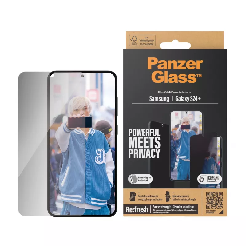 PanzerGlass ® protector de pantalla de privacidad Samsung Galaxy S24+ | Ultra-Wide Fit con EasyAligner