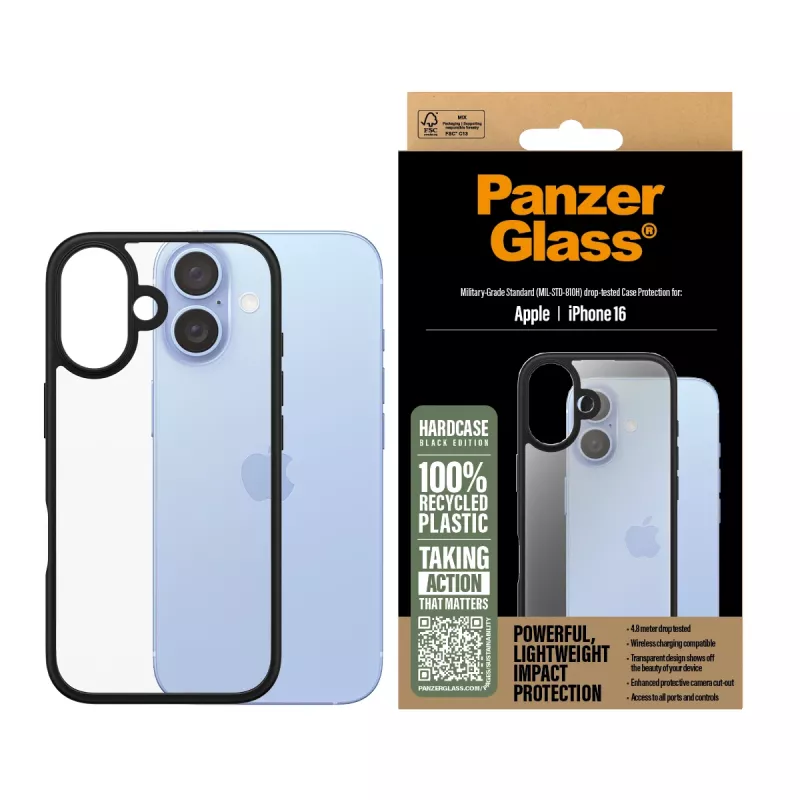 PanzerGlass HardCase funda para iPhone 16, negra, 1295