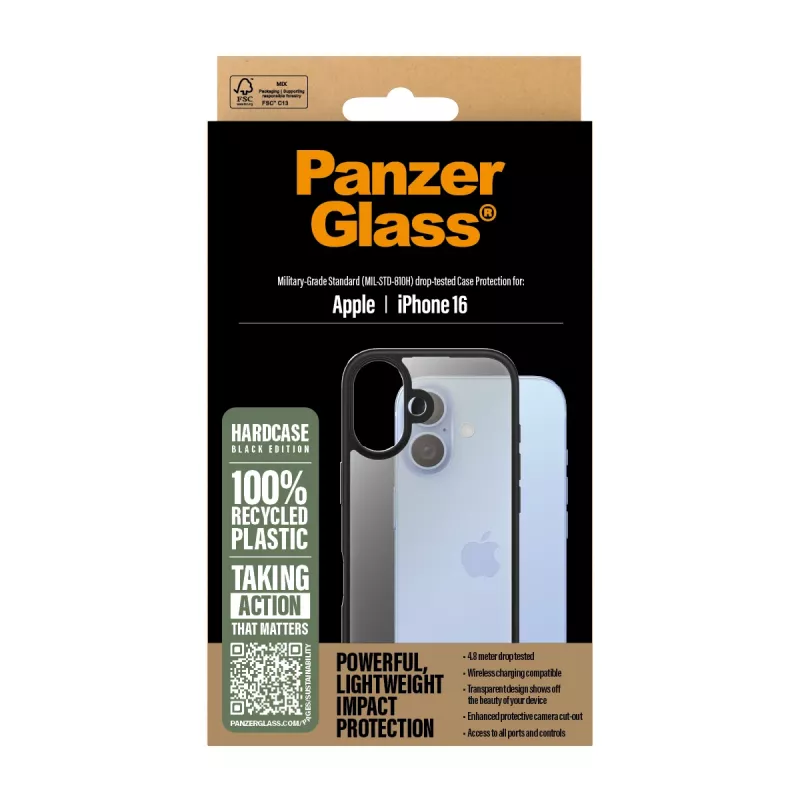 PanzerGlass HardCase funda para iPhone 16, negra, 1295