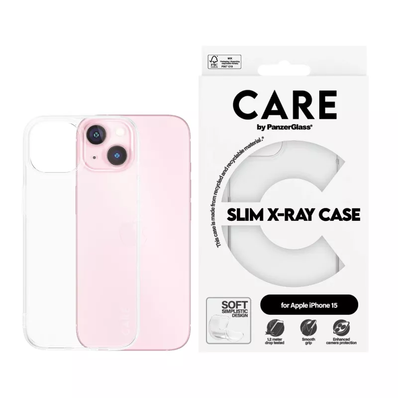 Funda PanzerGlass CARE by ® funda moderna transparente X-Ray Soft Basic iPhone 15