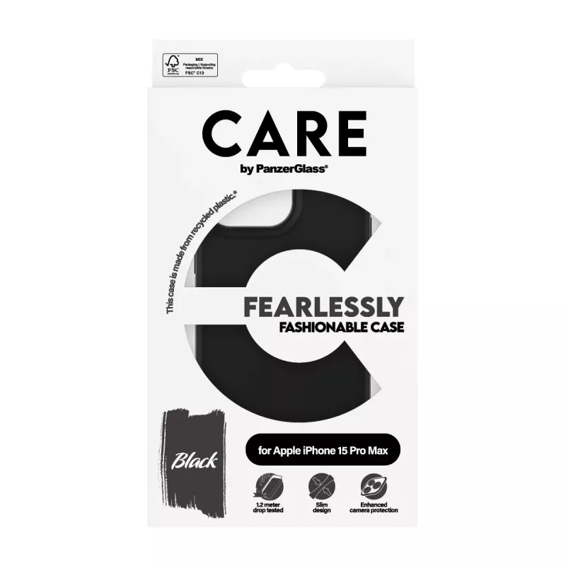 Funda PanzerGlass CARE by funda moderna negra iPhone 15 Pro Max