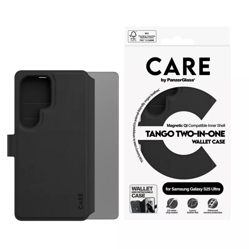 PanzerGlass CARE™ by ® funda cartera Tango 2 en 1 con compatibilidad Qi para Samsung Galaxy S25 Ultra