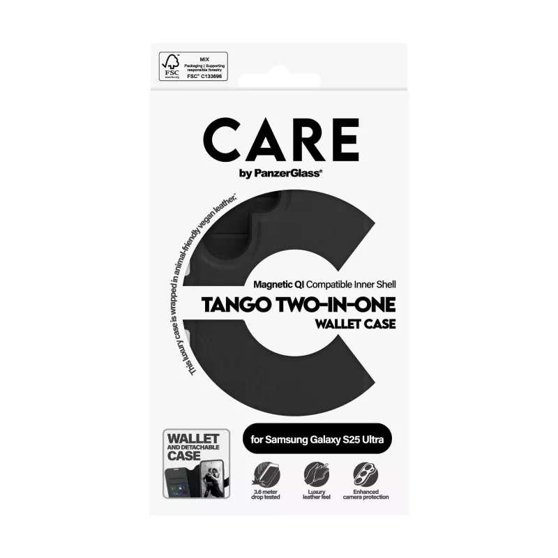 PanzerGlass CARE™ by ® funda cartera Tango 2 en 1 con compatibilidad Qi para Samsung Galaxy S25 Ultra