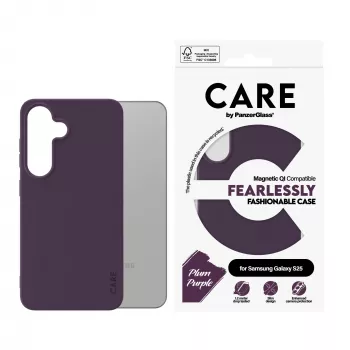 PanzerGlass CARE™ by ® funda Plum Purple con compatible con Qi Samsung Galaxy S25