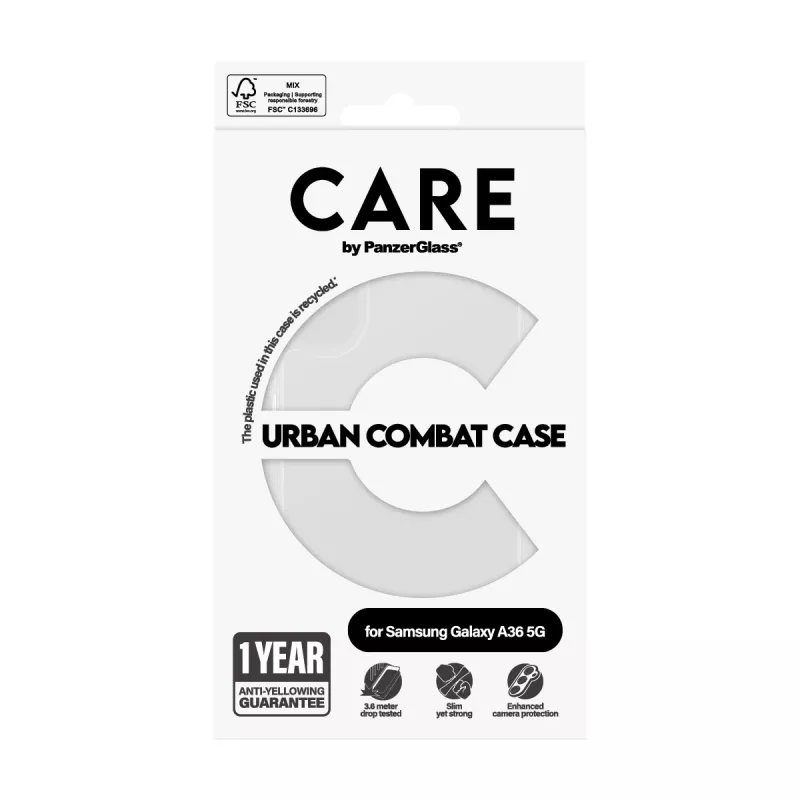 PanzerGlass CARE Flagship funda con marco transparente para Samsung Galaxy A36 5G, transparente, CRRFUBCG38083