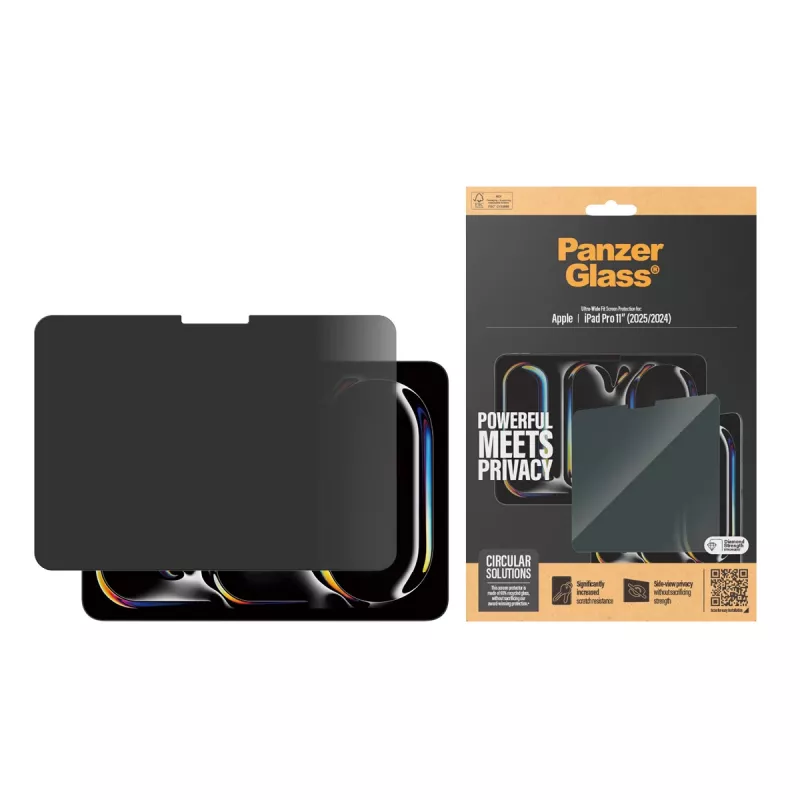 PanzerGlass Privacy protector de pantalla para iPad Pro de 11 pulgadas (2024) M4, Ultra-Wide Fit, cristal, marco negro