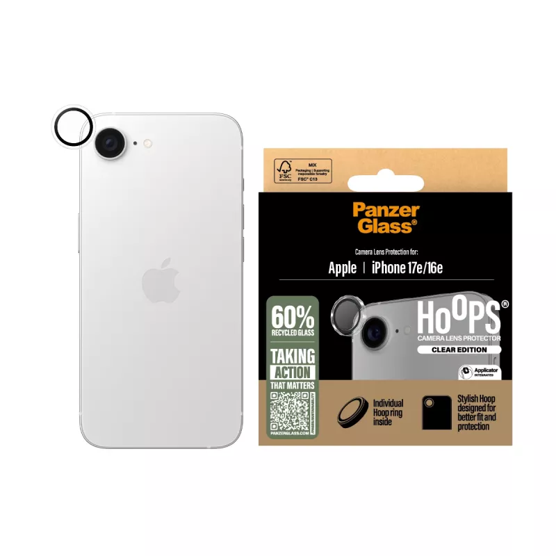 PanzerGlass ® Hoops® protector de lente de cámara transparente iPhone 17e | 16e