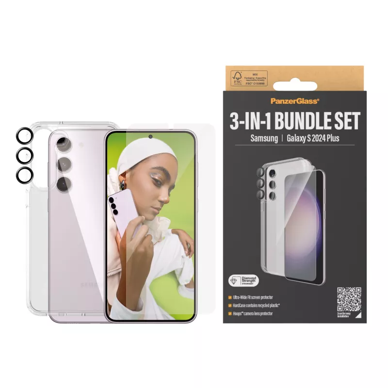 PanzerGlass ® 3-in-1 Bundle Samsung Galaxy S24+ | Ultra-Wide Fit con EasyAligner
