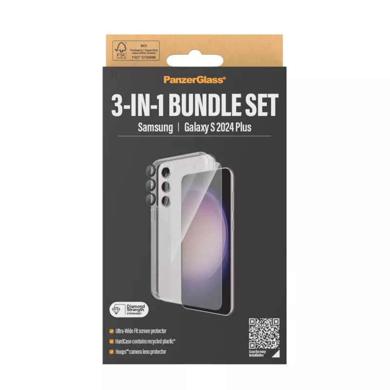 PanzerGlass ® 3-in-1 Bundle Samsung Galaxy S24+ | Ultra-Wide Fit con EasyAligner