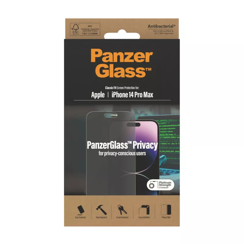 PanzerGlass ® protector de pantalla de privacidad iPhone 14 Pro Max | Classic Fit
