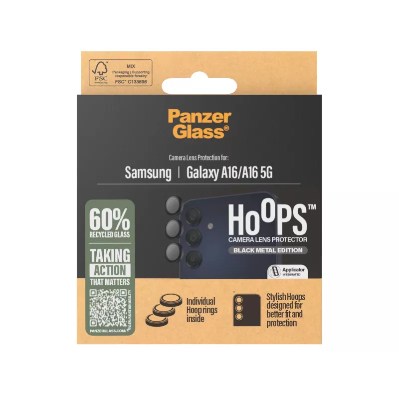 PanzerGlass ® Hoops® protector de lente de cámara negro Samsung Galaxy A16 | A16 5G