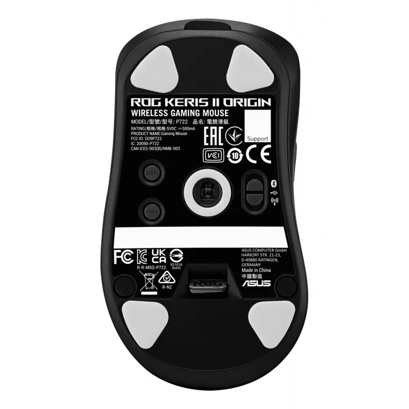 ASUS ROG Keris II Origin BLK ratón gaming diestro RF inalámbrico + Bluetooth + USB Type-A óptico 42000 DPI