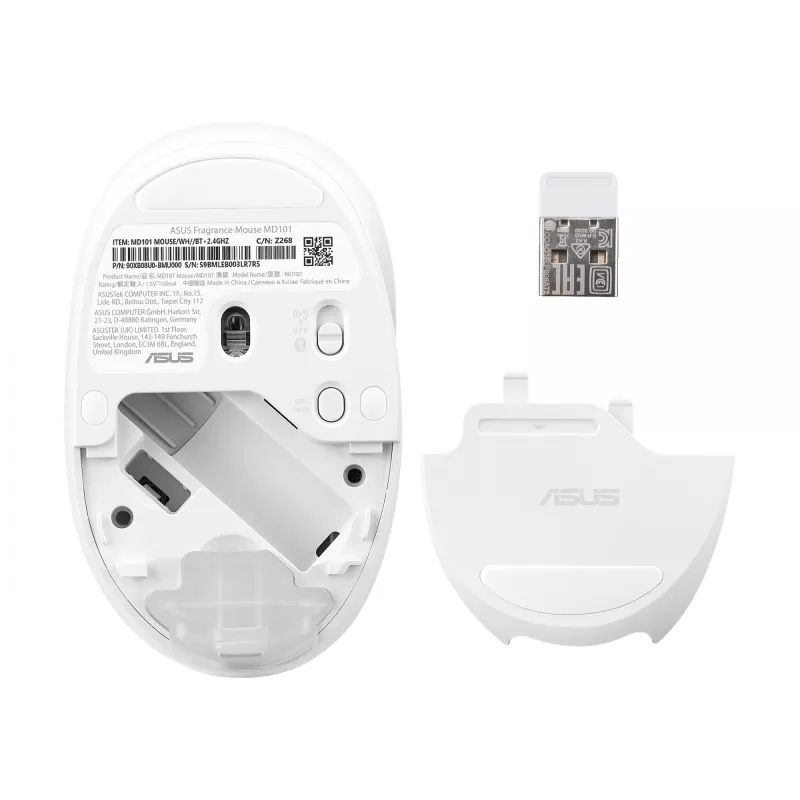 ASUS Fragrance MD101 Ratón Home Ambidiestro RF Wireless + Bluetooth Óptico 2400 DPI