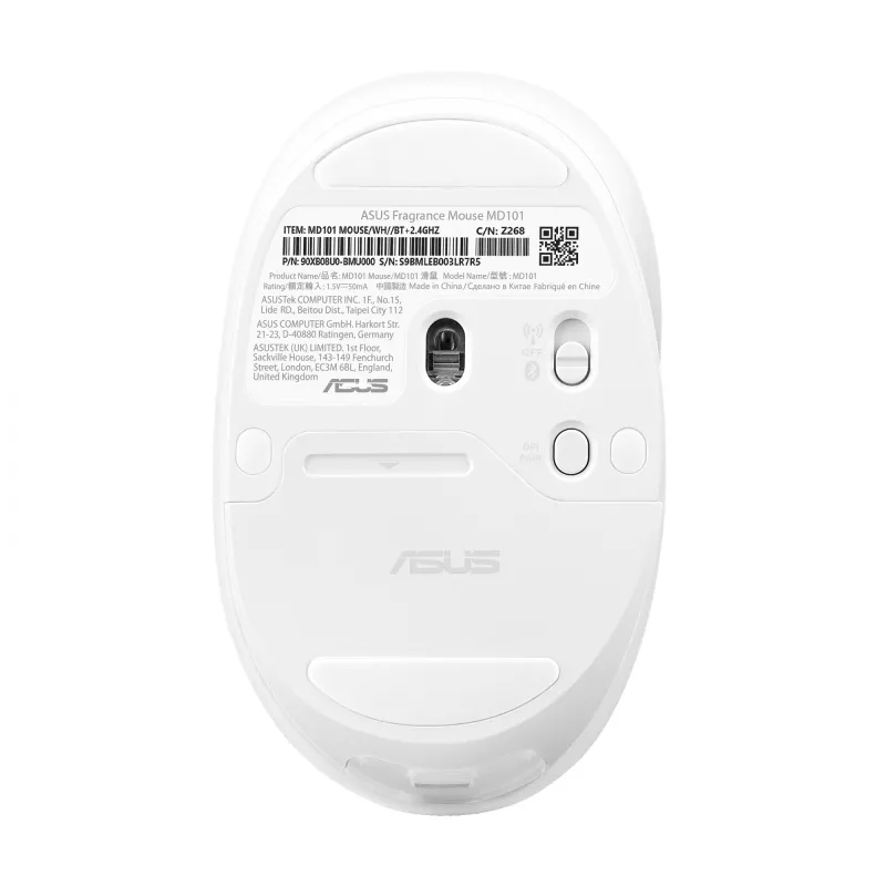 ASUS Fragrance MD101 Ratón Home Ambidiestro RF Wireless + Bluetooth Óptico 2400 DPI
