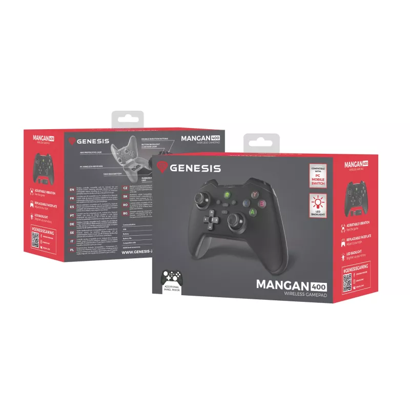 GENESIS Mangan 400 Negro Bluetooth Mando Analogico / Digital Android, MAC, Nintendo Switch, PC, iOS