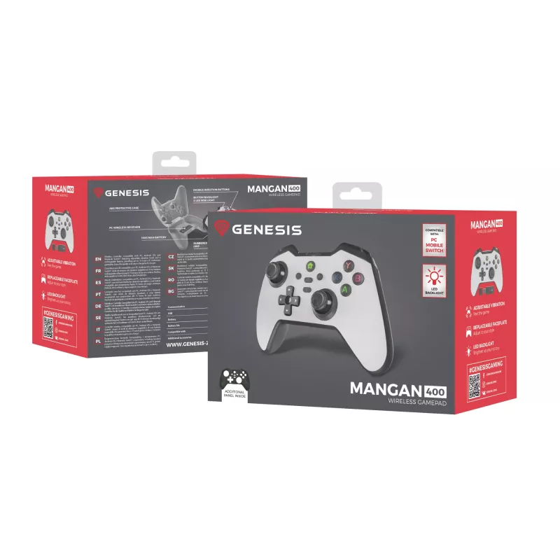 GENESIS Mangan 400 Blanco Bluetooth Mando Analogico / Digital Android, MAC, Nintendo Switch, PC, iOS