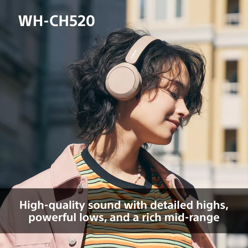 Sony WHCH520Y.CE7, Inalámbrico, Llamadas/Música, 20 - 20000 Hz, 147 g, Auriculares, Amarillo