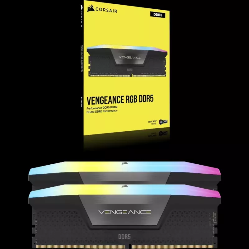 CORSAIR Memoria 32GB DDR5 (2x16GB) DRAM 6400MT/s CL36 Kit de memoria Vengeance RGB – Negro