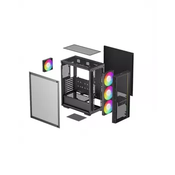 Caja de PC DeepCool MATREXX 55 MESH V4 C Semitorre Negra — ATX, cristal templado, frontal de malla, USB-C