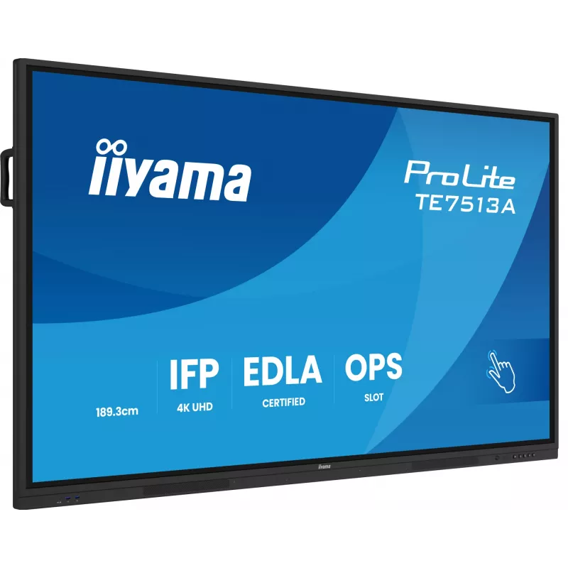 iiyama TE7513A-B1AG pantalla de señalización pantalla plana interactiva 190,5 cm (75 inch) Wi-Fi 500 cd/m² 4K Ultra HD negro pantalla táctil procesador integrado Android 18/7