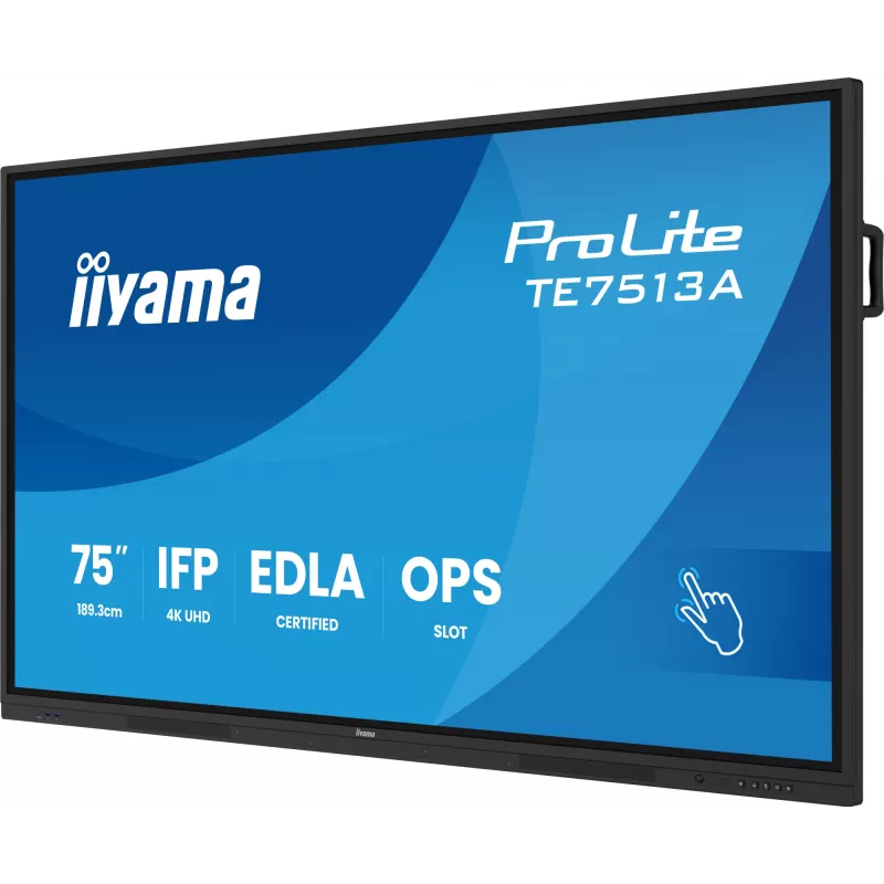 iiyama TE7513A-B1AG pantalla de señalización pantalla plana interactiva 190,5 cm (75 inch) Wi-Fi 500 cd/m² 4K Ultra HD negro pantalla táctil procesador integrado Android 18/7