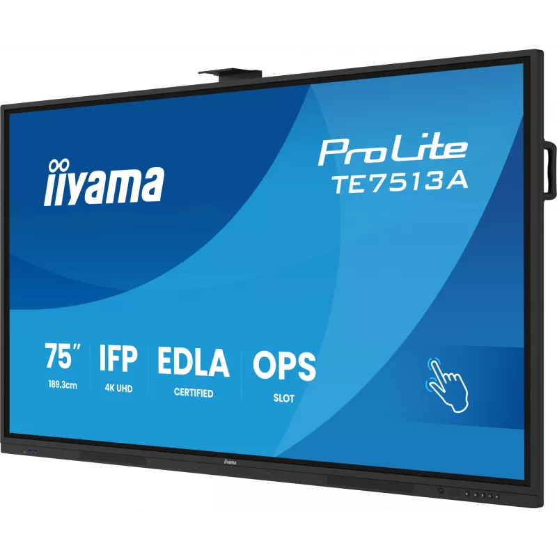 iiyama TE7513A-B1AG pantalla de señalización pantalla plana interactiva 190,5 cm (75 inch) Wi-Fi 500 cd/m² 4K Ultra HD negro pantalla táctil procesador integrado Android 18/7