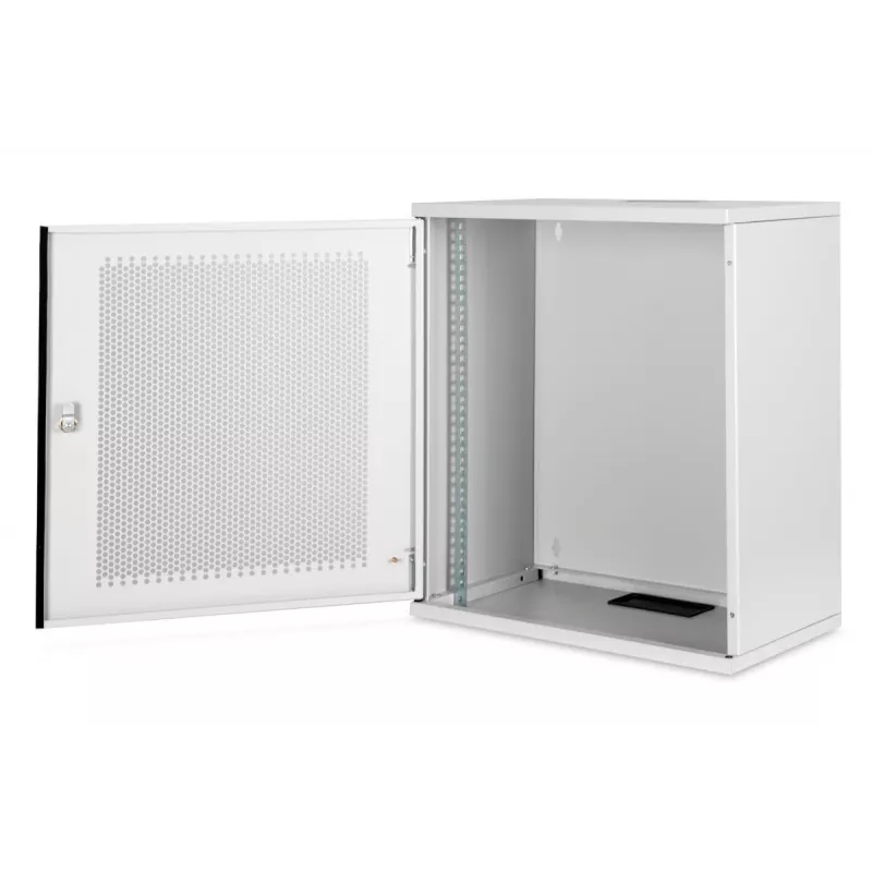 Armario de montaje en pared DIGITUS 12U, SOHO, sin montar 595x540x400 mm, puerta frontal perforada, gris
