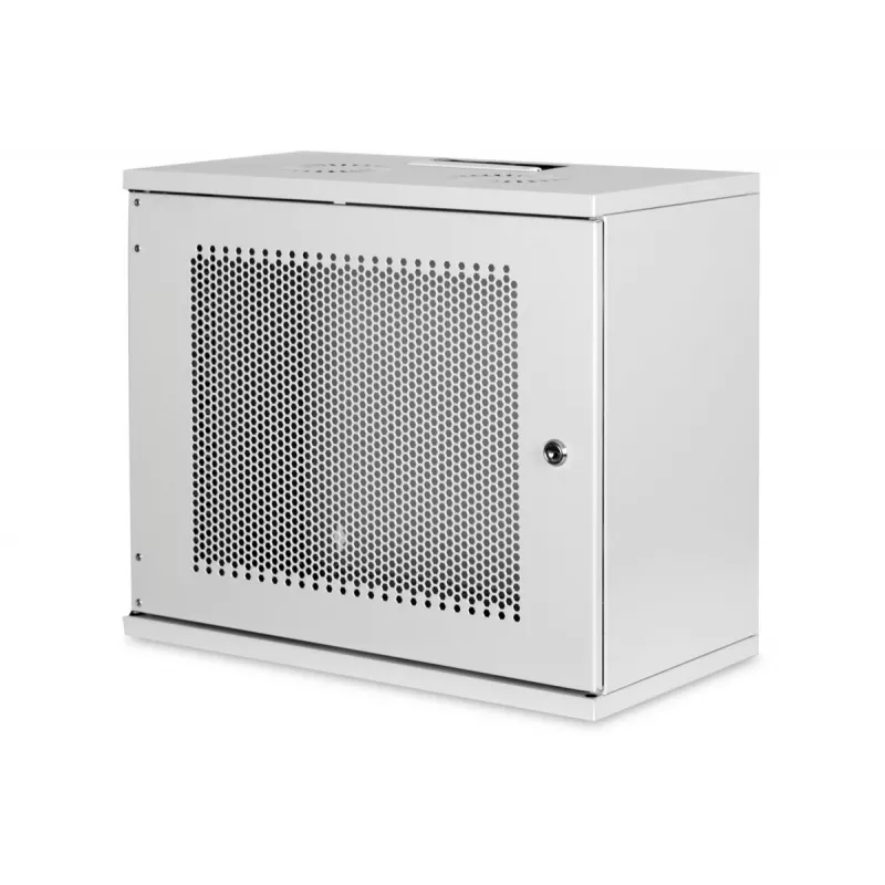 Armario de montaje en pared DIGITUS 9U - SOHO sin montar 460x540x400 mm puerta frontal perforada gris