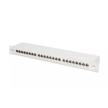 Panel de parcheo DIGITUS, CAT6A apantallado, 1U, 24 puertos, 8P8C, negro RAL 9005, 483