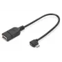Cable adaptador DIGITUS USB 2.0, OTG, Type Micro B - A M/H, 15 cm, conforme a USB 2.0, en ángulo recto, negro