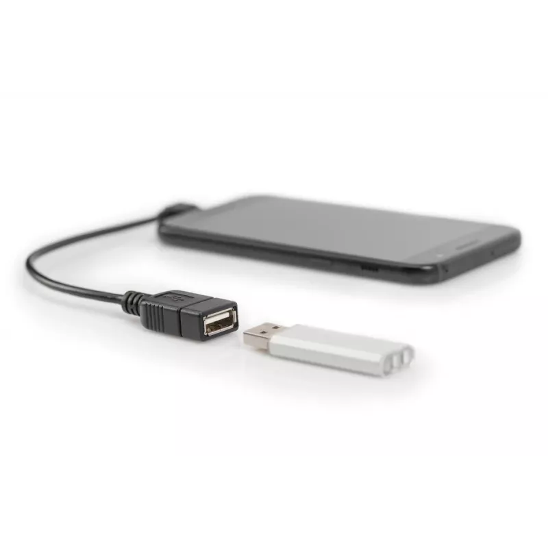 Cable adaptador DIGITUS USB 2.0, OTG, Type Micro B - A M/H, 15 cm, conforme a USB 2.0, en ángulo recto, negro