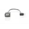 Cable adaptador DIGITUS USB 2.0, OTG, Type Micro B - A M/H, 15 cm, conforme a USB 2.0, en ángulo recto, negro
