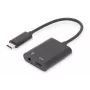 Cable divisor DIGITUS USB Type-C, tipo C – 3,5 mm + tipo C M/H/H, 20 cm negro