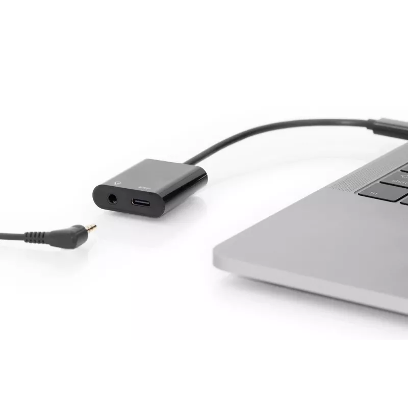 Cable divisor DIGITUS USB Type-C, tipo C – 3,5 mm + tipo C M/H/H, 20 cm negro