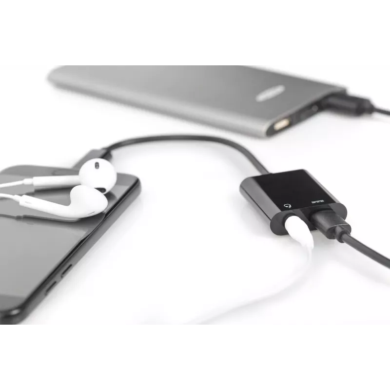 Cable divisor DIGITUS USB Type-C, tipo C – 3,5 mm + tipo C M/H/H, 20 cm negro