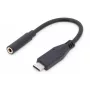 Cable adaptador de audio DIGITUS USB Type-C, Type-C - 3,5 mm M/H, 20 cm, entrada/salida de audio, versión 3.1, CE, negro