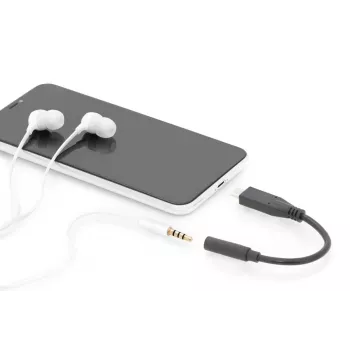 Cable adaptador de audio DIGITUS USB Type-C, Type-C - 3,5 mm M/H, 20 cm, entrada/salida de audio, versión 3.1, CE, negro