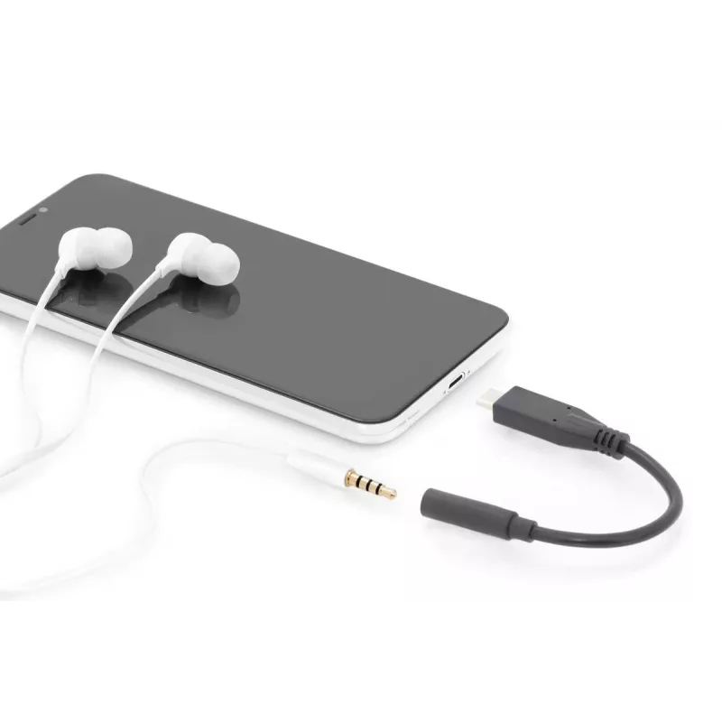 Cable adaptador de audio DIGITUS USB Type-C, Type-C - 3,5 mm M/H, 20 cm, entrada/salida de audio, versión 3.1, CE, negro