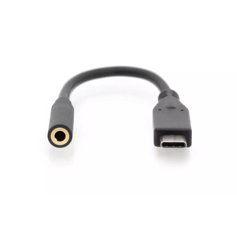 Cable adaptador de audio DIGITUS USB Type-C, Type-C - 3,5 mm M/H, 20 cm, entrada/salida de audio, versión 3.1, CE, negro