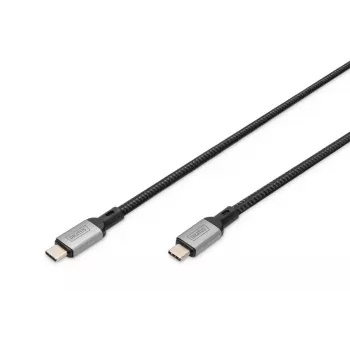Cable de conexión DIGITUS USB 4. tipo C a tipo C. Carcasa de aluminio trenza PP 4K@60Hz. PD3.0. 20Gbit/s. 3m. negro