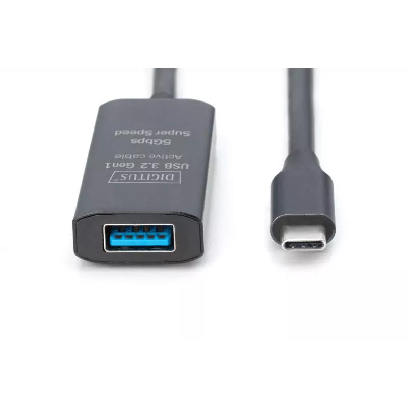 DIGITUS Cable alargador USB-C activo – 5G USB 3.2 Gen1 USB-C – USB-A (M/H) – 5 m