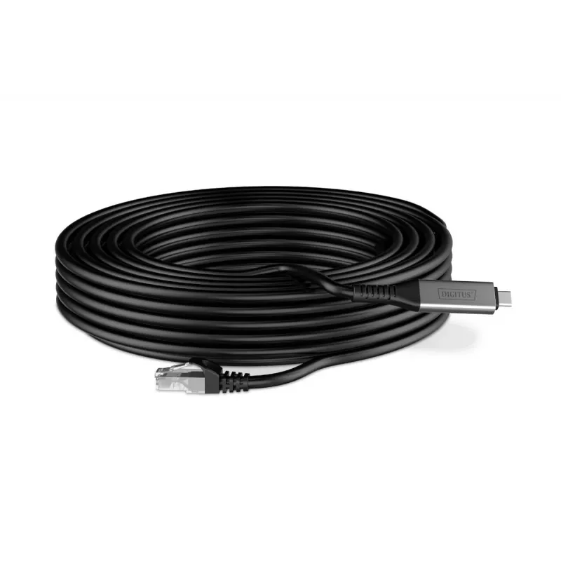 DIGITUS Cable USB-C 3.2 Gen1 - RJ45 Ethernet - CAT6a S/FTP negro - 15 m