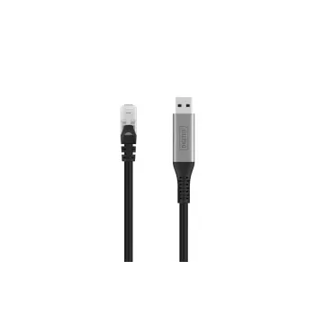 DIGITUS Cable USB 3.2 Gen1 - RJ45 Ethernet - CAT6a S/FTP negro - 5 m